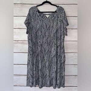 Terra & Sky Swing Dress Size 1X (16W–18W)
Dark Navy & White Office School Church